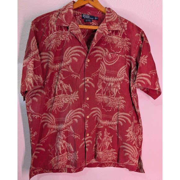 Other - Polo Ralph Lauren Red Caldwell Cowboy Western AOP Button Front Size XL (500)